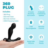 b-Vibe 360 Rotating and Vibrating Remote Control Plug - Black
