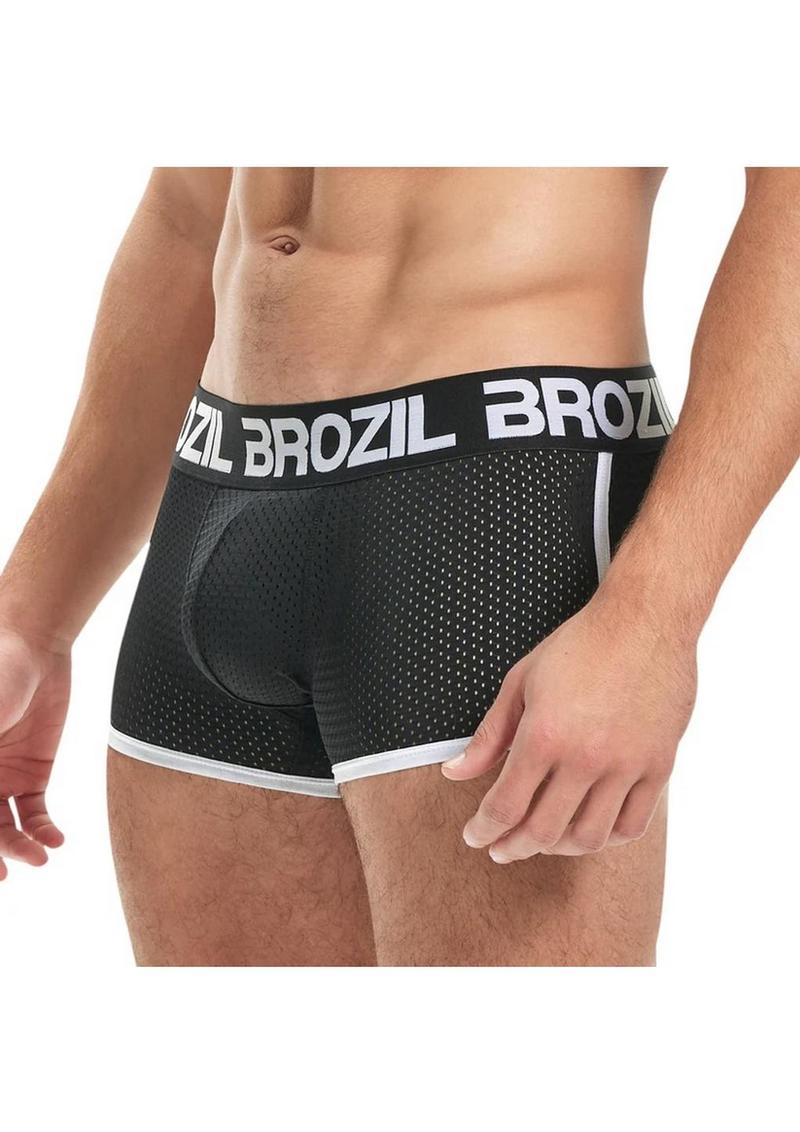 Brozil Ultra Glute and Bulge Enhancing Mesh Trunk - Black - Large/XLarge