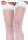 Leg Avenue Sheer Stockings - White - One Size