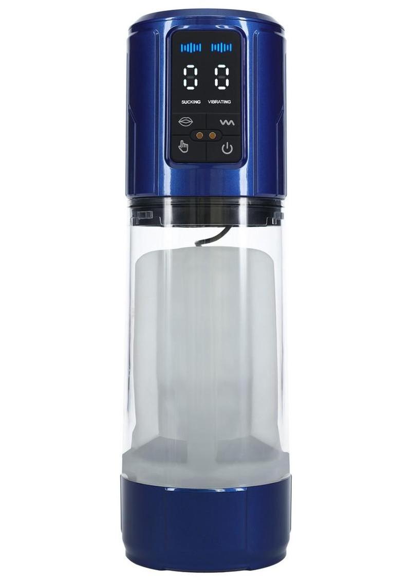 Pumped Ultralift 10 Function Rechargeable Masturbator - Metallic - Blue