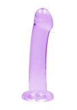 Realrock Crystal Clear Non Realistic Dildo with Suction Cup - Clear/Purple - 6.7in