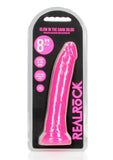 Realrock Slim Glow In The Dark Dildo with Suction Cup - Glow In The Dark/Pink - 8in
