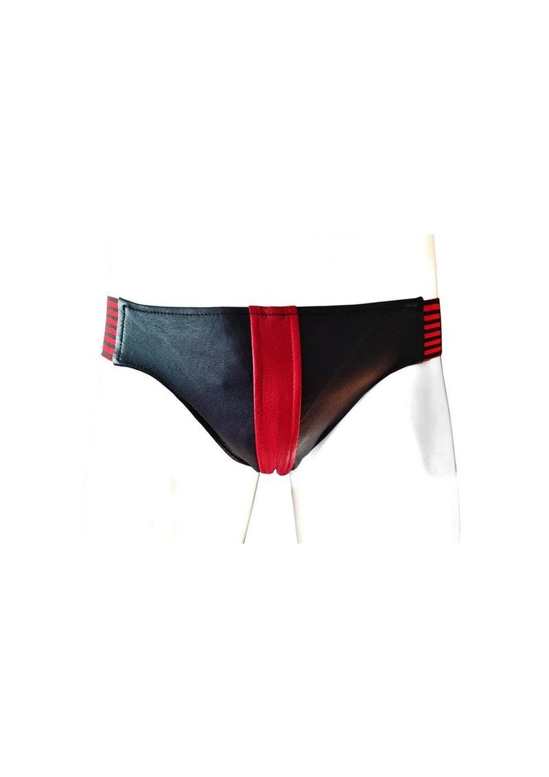 Rouge Leather Jock Strap - Black/Multicolor/Red - Large