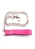 Rouge Leather Lead Chain - Metal/Pink