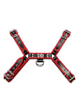 Rouge Over The Head Adjustable Leather Front Harness - Black/Red - XXLarge