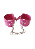 Rouge Plain Leather Adjustable Wrist Cuffs - Pink
