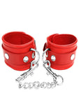 Rouge Plain Leather Adjustable Wrist Cuffs - Red