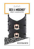 Sex and Mischief Brat Handcuffs - Black/Rose Gold