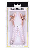 Sex and Mischief Peaches 'N Creame Pearl Nipple Clamps - Ivory/Rose Gold
