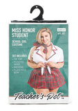 Teacher's Pet Ms. Honor Student Schoolgirl Costume - Red/White - Queen - 4 Piece