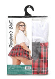 Teacher's Pet Private School Sweetheart Costume - Red/White - Queen - 4 Piece