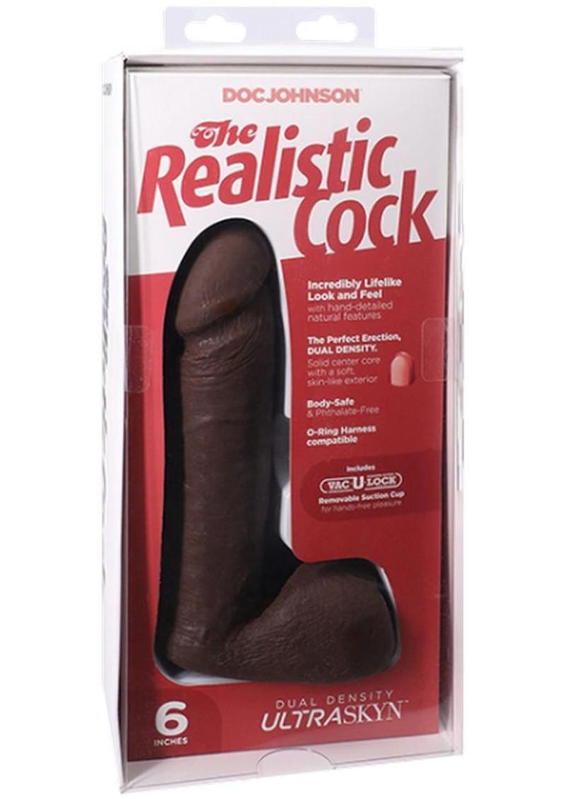 The Realistic Cock Ultraskyn Dildo - Black/Chocolate - 6in