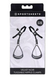 Velvet Noir Tuggable Nipple Clamps - Black