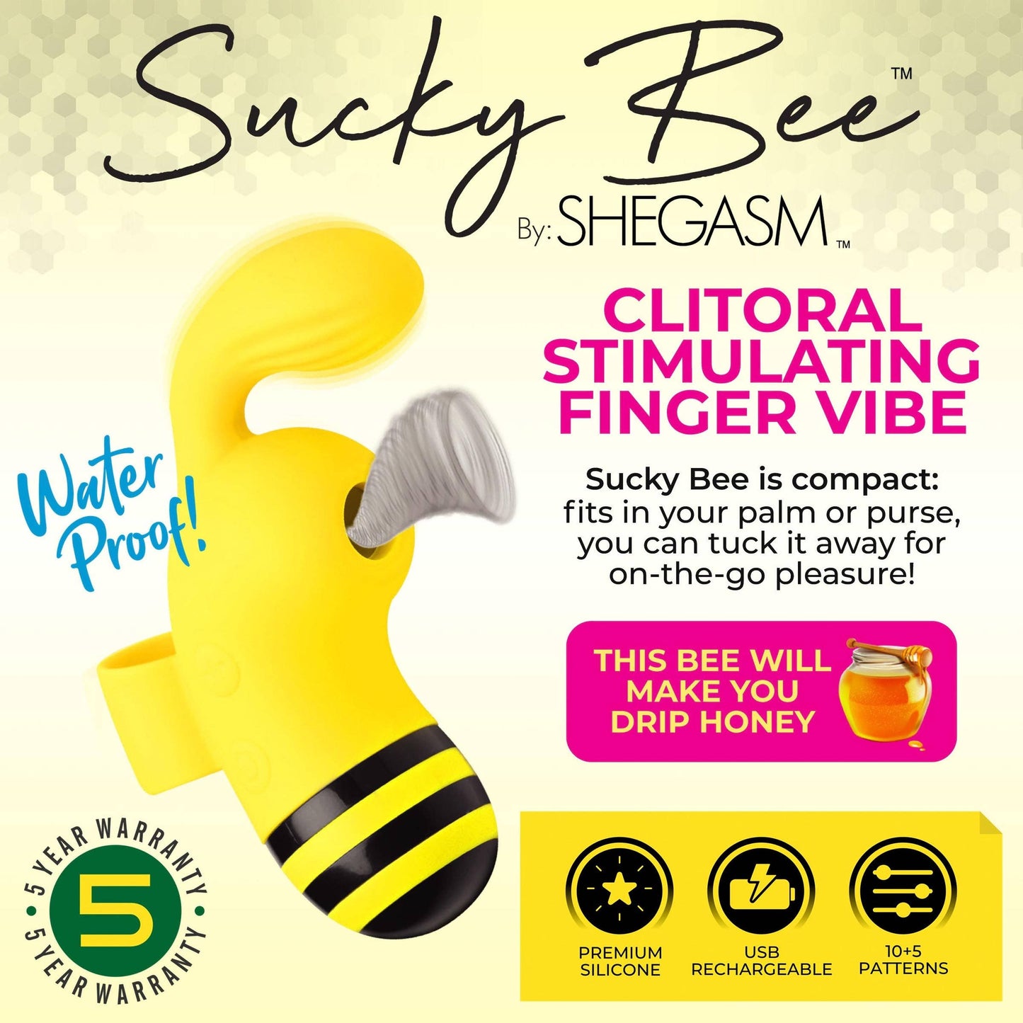 Shegasm Toys - Sucky Bee Silicone Clit Stimulator