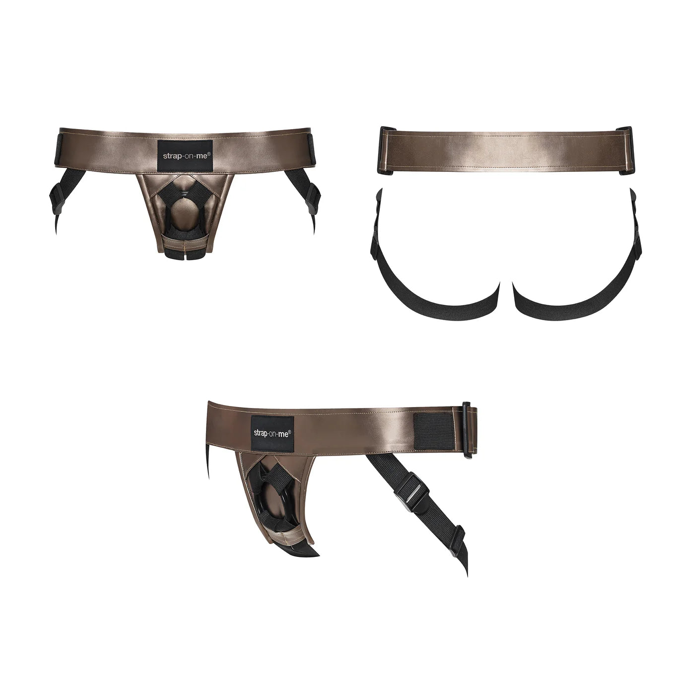 Strap-On-Me Curious Leatherette Harness Rose Gold Holographic