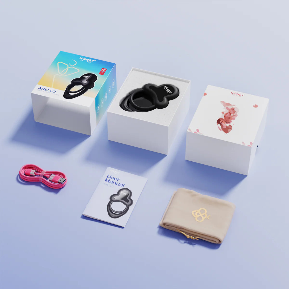 Anello App Control Vibrating Silicone Rechargeable Cock Ring with Clitoral Stimulator