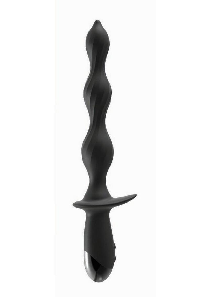 Ass-Sation Deep Dive Contoured Wand Rechargeable Silicone Anal Probe - Black