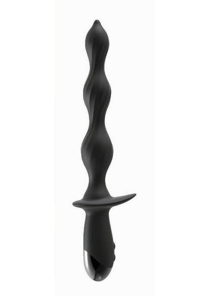 Ass-Sation Deep Dive Contoured Wand Rechargeable Silicone Anal Probe - Black