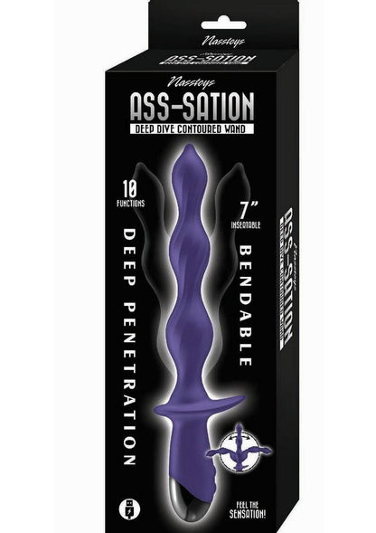 Ass-Sation Deep Dive Contoured Wand Rechargeable Silicone Anal Probe - Purple