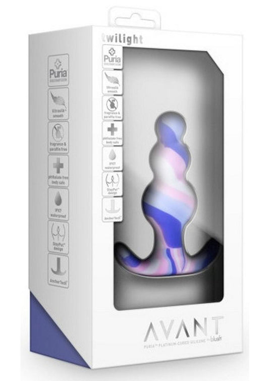 Avant Twilight Blue Silicone Anal Plug - Blue/White