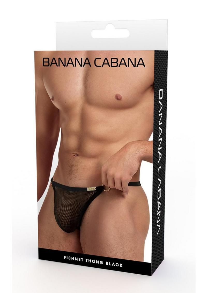 Banana Cabana Mesh G-String - Black - Large/XLarge
