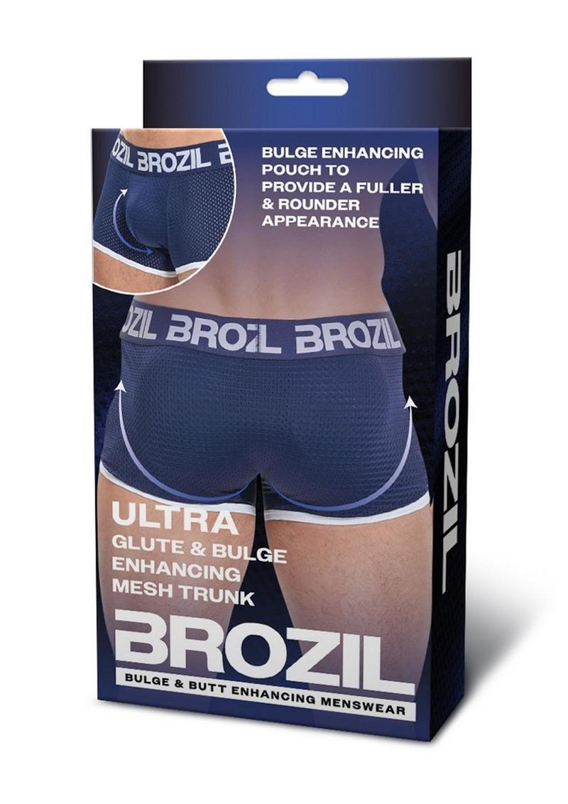 Brozil Ultra Glute and Bulge Enhancing Mesh Trunk - Blue/Navy Blue - Large/XLarge