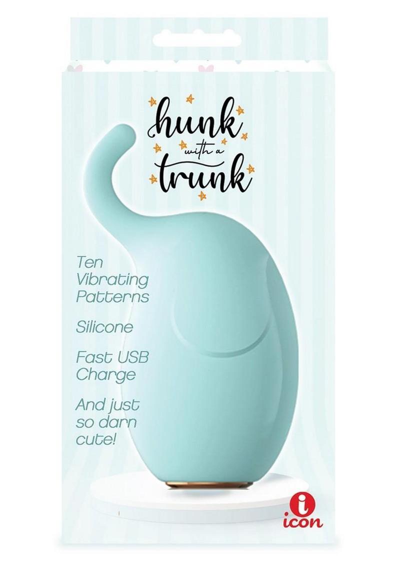 Buzzy Buddy Hunk with A Trunk Rechargeable Silicone Clitoral Stimulator - Aqua/Blue
