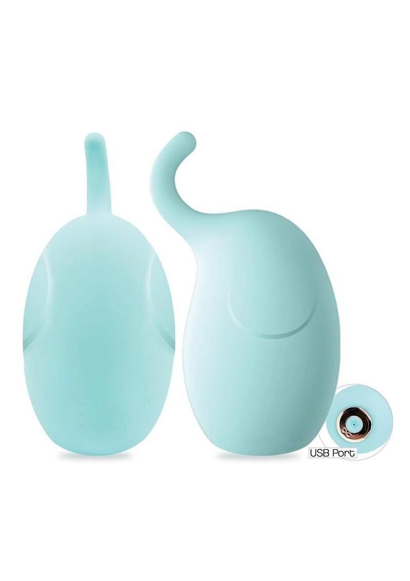 Buzzy Buddy Hunk with A Trunk Rechargeable Silicone Clitoral Stimulator - Aqua/Blue