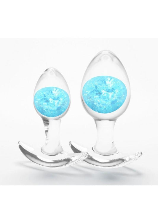 Cosmic Glams Silicone Anal Plug Kit - Blue - 2pc/Set