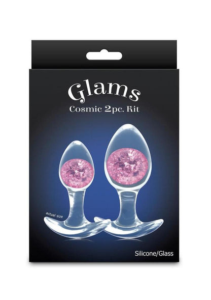 Cosmic Glams Silicone Anal Plug Kit - Pink - 2pc/Set