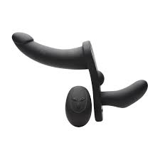 Strap U Double Take Double Penetration Rechargeable Silicone Vibrating Strap-On Harness