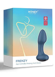 Frenzy Pressure Sensing App Control Rotating Rechargeable Silicone Butt Plug - Black/Blue