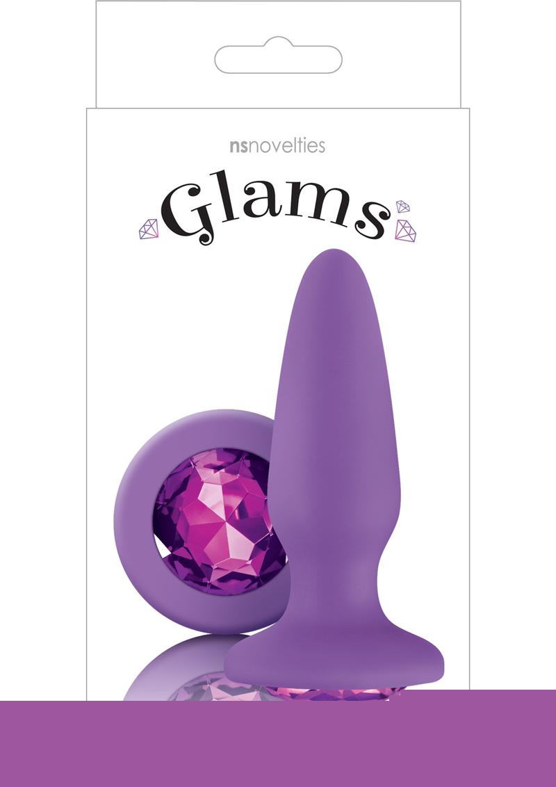 Glams Silicone Butt Plug - Purple/Purple Gem