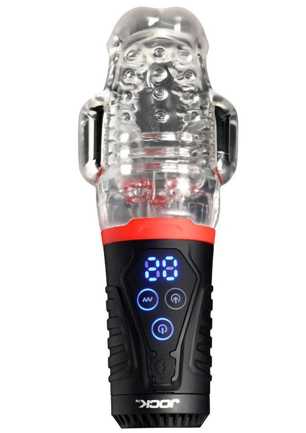 Jock Power Suck Sucking and Vibrating Rechargeable Masturbator with Remote - Mouth - Clear