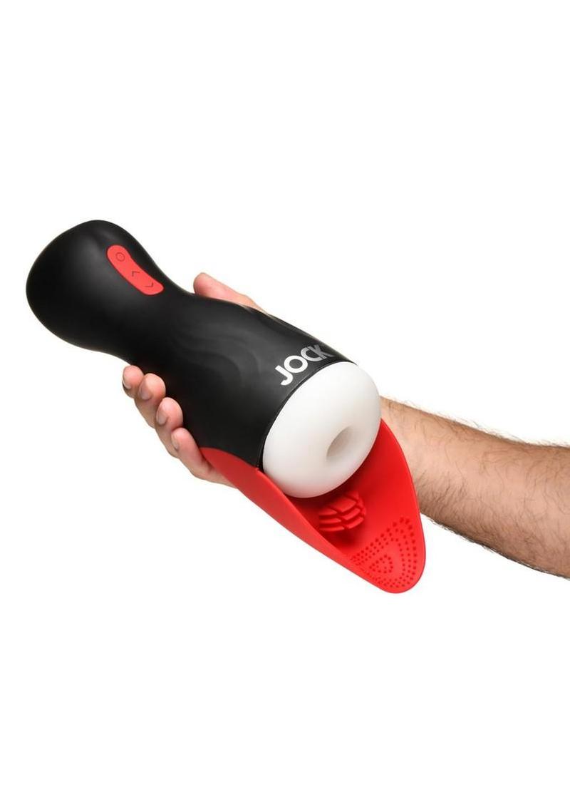 Jock Sucking and Vibrating Rechargeable Masturbator