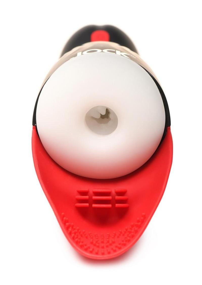 Jock Sucking and Vibrating Rechargeable Masturbator