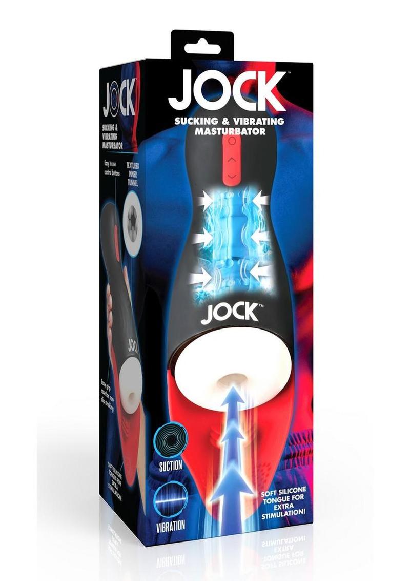 Jock Sucking and Vibrating Rechargeable Masturbator - Black/Red/White