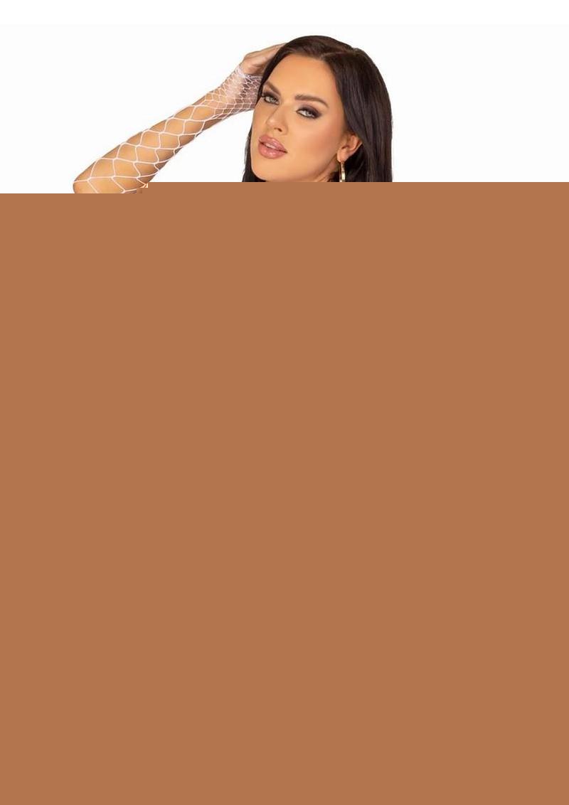 Leg Avenue Fence Net Snap Crotch Long Sleeved Bodysuit