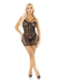 Leg Avenue Heart Net Mini Dress with Faux Garter Detail and G-String