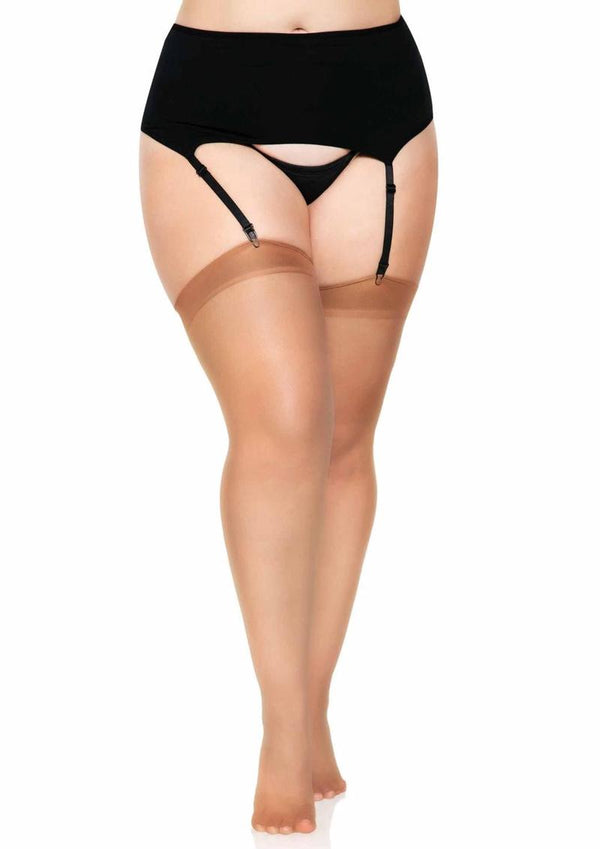 Leg Avenue Sheer Backseam Stockings - Plus - Tan - Queen