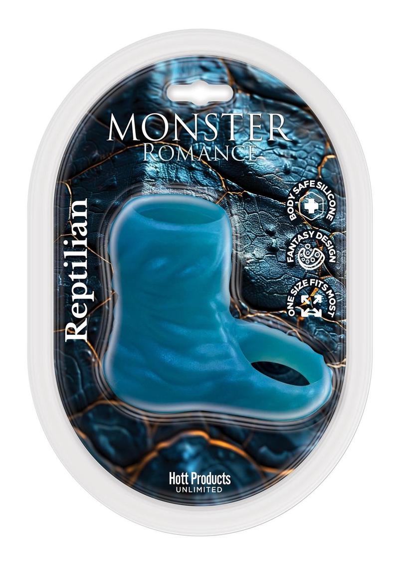 Monster Romance Riptilian Silicone Cock Sleeve - Blue