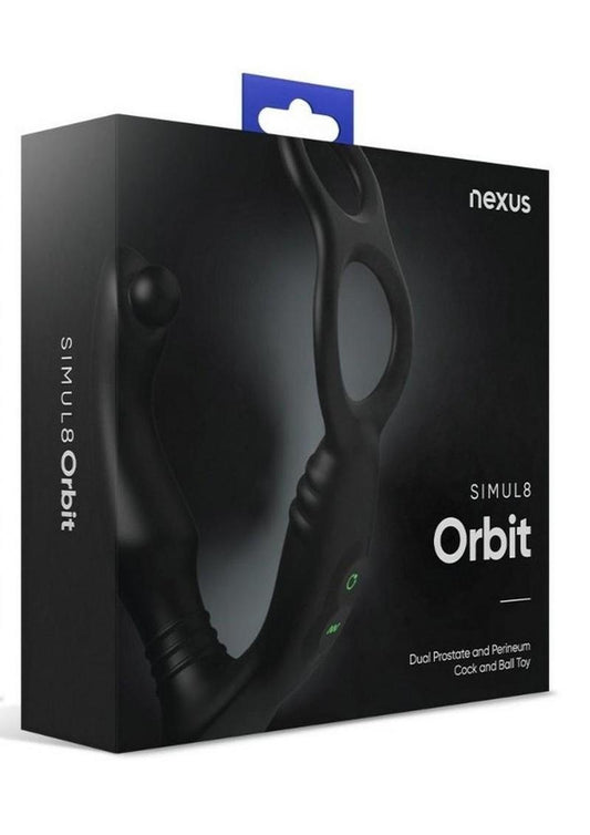 Nexus Simul8 Orbit Edition Rechargeable Silicone Vibrating Dual Motor Anal Cock and Ball Massager - Black