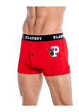 Playboy Mens Varsity Boxer Briefs - Red/White - 1xlarge - Red/White - XLarge