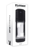 Playboy Side Piece Rechargeable Silicone Warming Sliding Stroker - Black