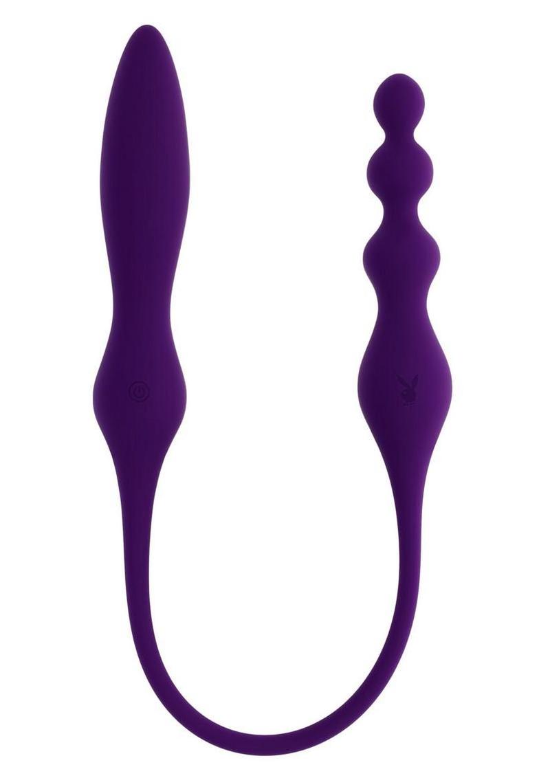 Playboy This and That Rechargeable Silicone Dual End Anal Plug and Vibrator - Purple