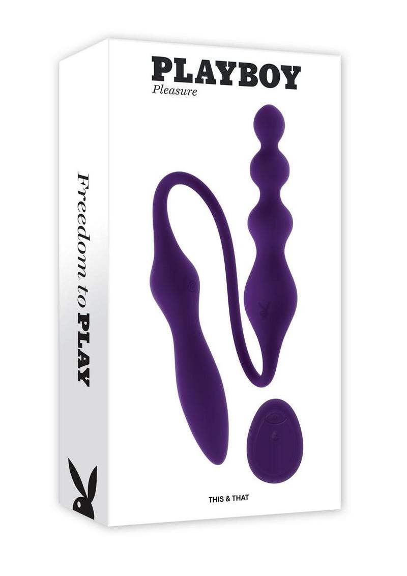 Playboy This and That Rechargeable Silicone Dual End Anal Plug and Vibrator - Purple