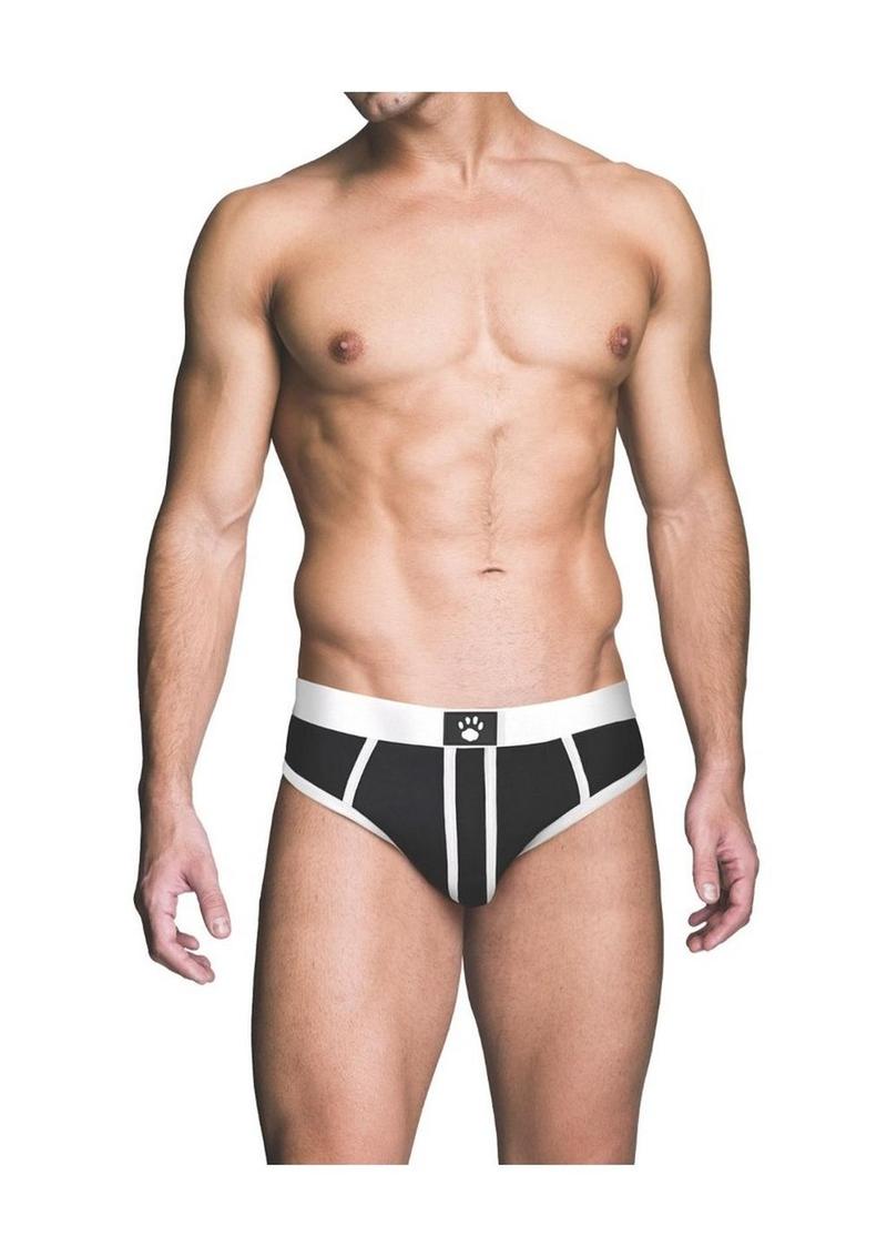 Prowler Red Ass-Less Brief - Black/White - Large