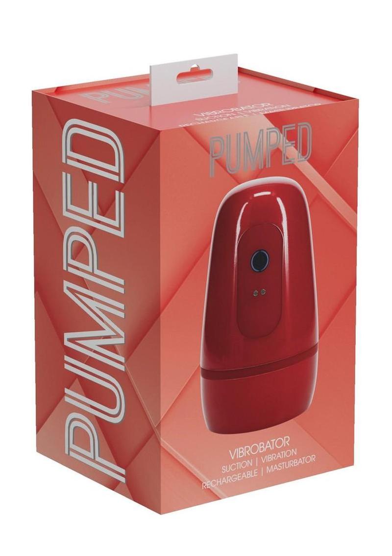 Pumped Vibrobator 10 Function Rechargeable Masturbator - Metallic - Red