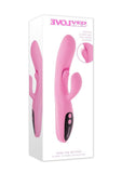 Push The Button Rechargeable Silicone Rabbit Vibrator with Clitoral Stimulator - Pink