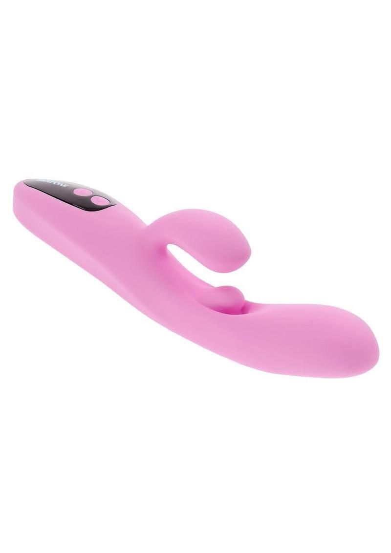 Push The Button Rechargeable Silicone Rabbit Vibrator with Clitoral Stimulator